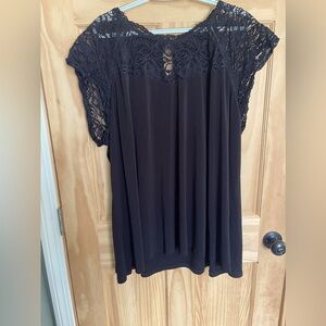 Torrid Black lace trim blouse size 5